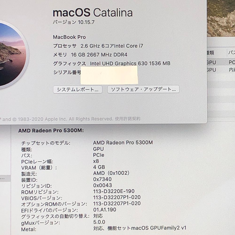 本体のみ Apple MacBook Pro 16インチ 2019 Touch Bar Radeon Pro 5300M i7 16GB 512GB A2141 EMC3347 MB-251604 325196