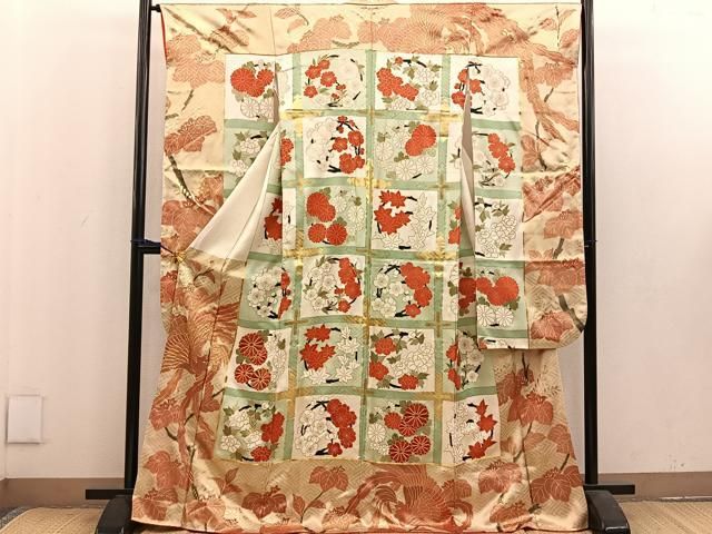 平和屋着物□豪華振袖 駒刺繍 鳳凰花文 金彩 正絹 逸品
