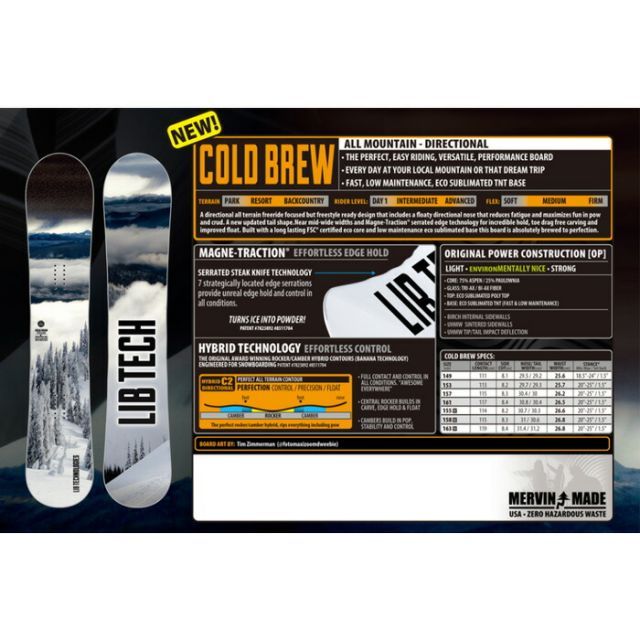 24-25 Libtech COLD BREW 157cm リブテック パウダー COLD BREW