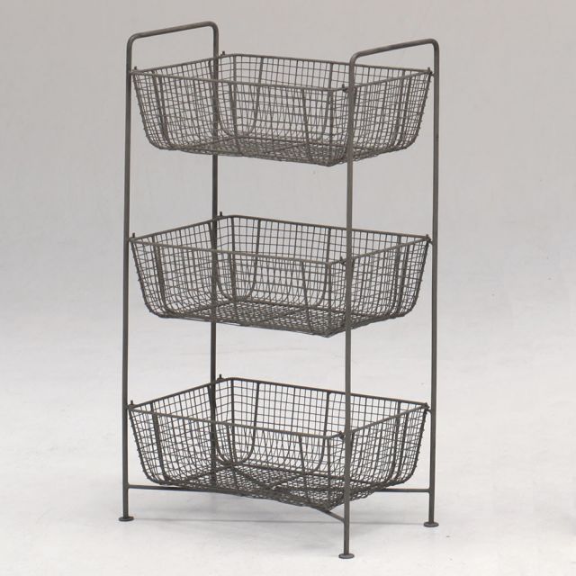 メッシュ3段ワイヤーバスケット