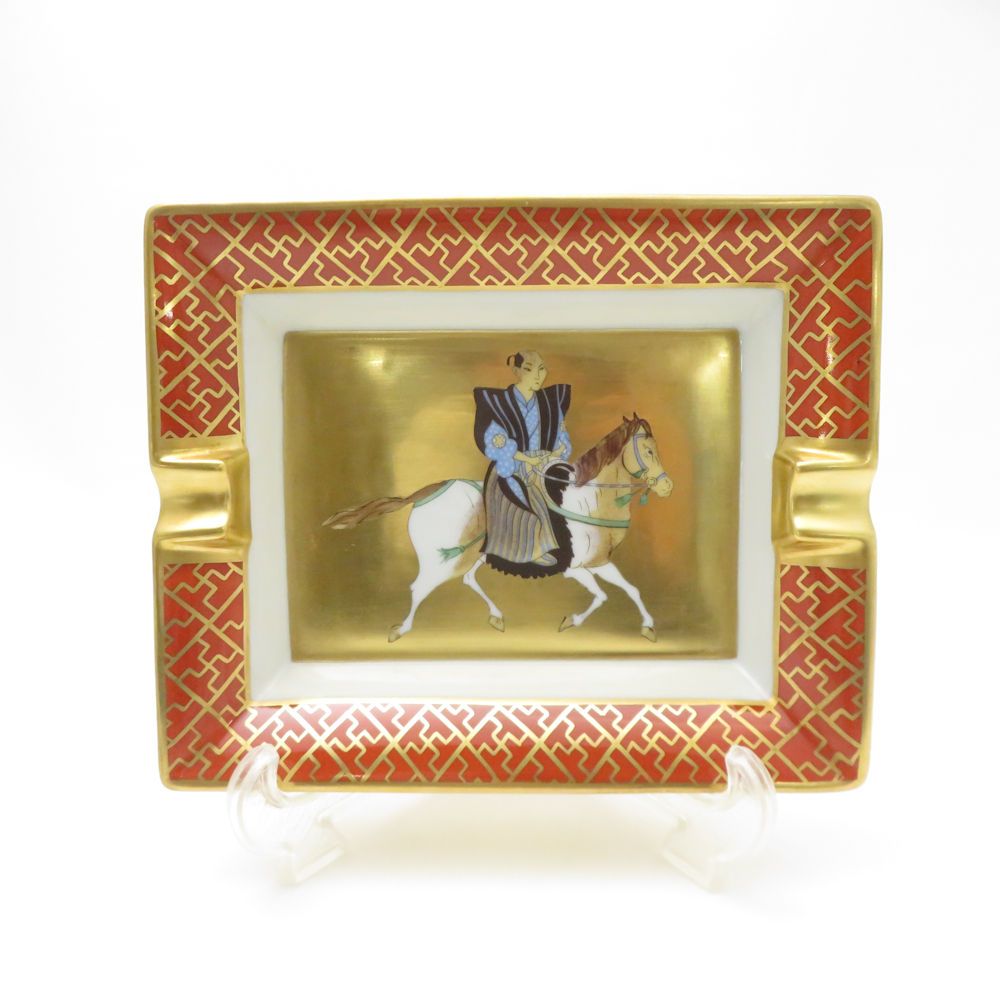 HERMES エルメス 武士乗馬図 アッシュトレイ 灰皿 侍 金彩 小物入れ トレー SC9070A3