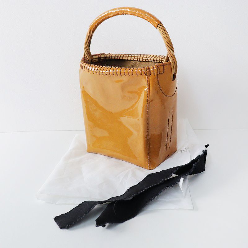 難あり エバゴス ebagos エナメルベジタブルトートバッグ /キャメル