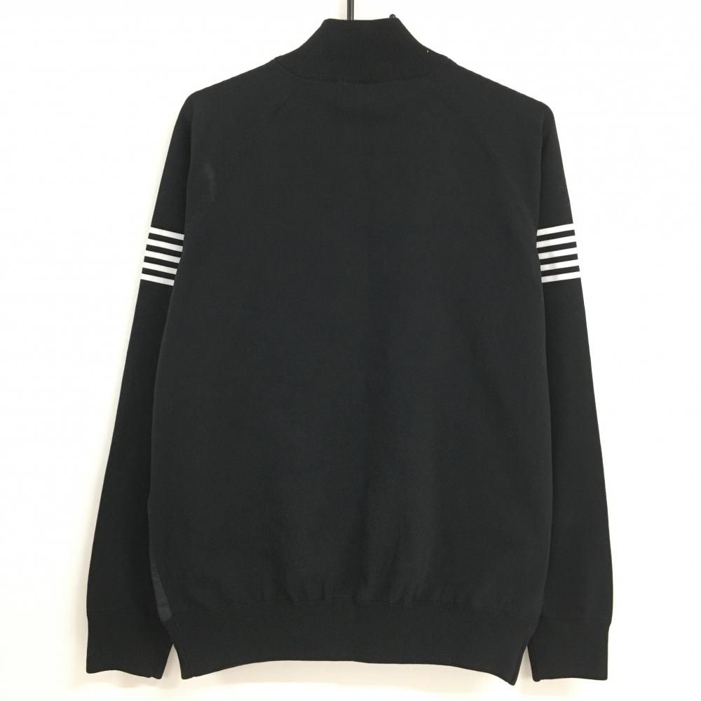美品】ルコックゴルフ 切替ニットジャケット 黒×白 ロゴ刺しゅう