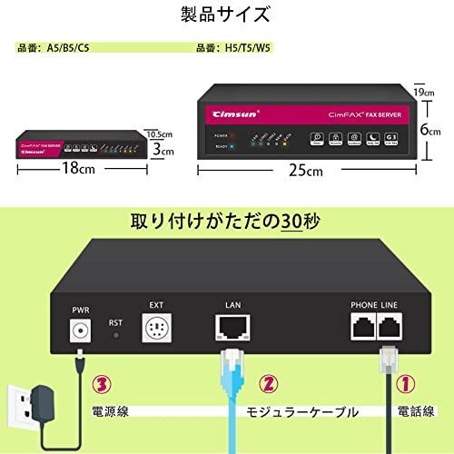 人気商品】CimFAX A5 単線版 小型FAXサーバ ファクシミリ 256MB容量 スピード14.4kbps PC/スマホでFAX受送信  受信したFAXをPDFとして自動保存 受信したFAXをメールに転送 電話機／複合機との併用が可能 電話線経由でFAX受 - メルカリ