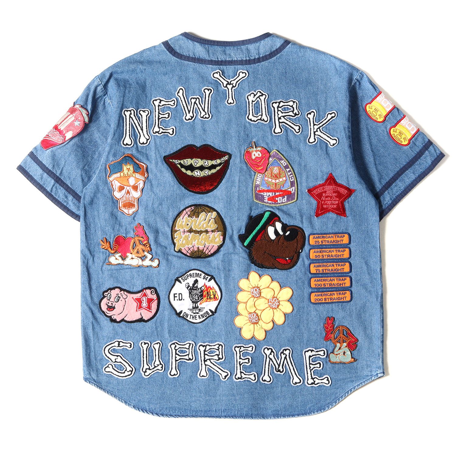 Supreme シュプリーム シャツ マルチワッペン デニム ベースボール