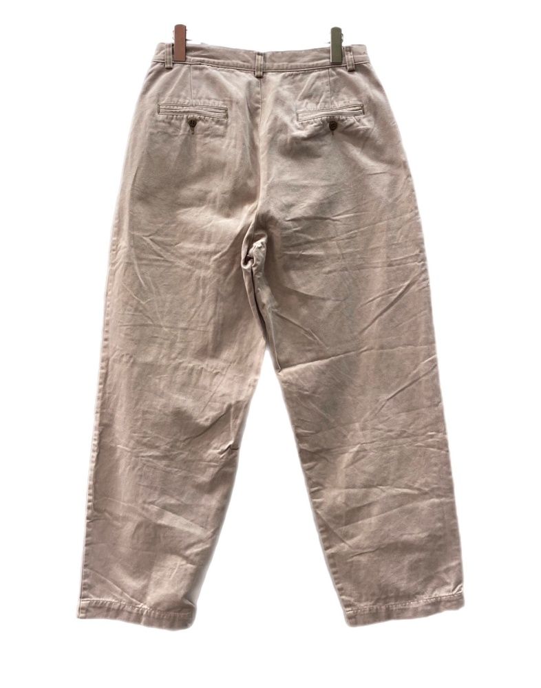 ダブルアールエル RRL 90s TACK CHINO PANTS タック チノ パンツ ジップフライ ワーク トラウザーズ 三ツ星タグ Ralph Lauren 薄茶 無地 チノパン ベージュ 31×34 104MB-342