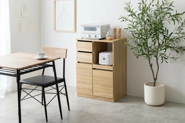 3色展開 キャスター付き Cyrus レンジ台 レンジボード キッチン収納 食器棚 イーナ NEXPOTALLINN_EU