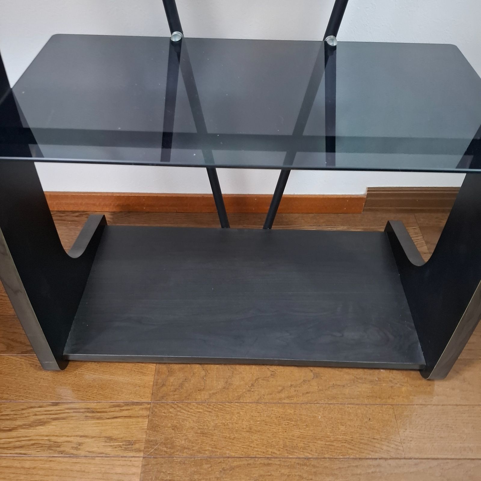 高級コレクションラック 飾り棚☆スモークブラックガラス×ダーク