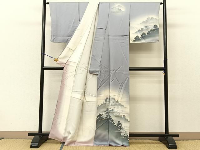 平和屋着物□訪問着 樹林風景文 暈し染め 金銀彩 正絹 逸品 未使用