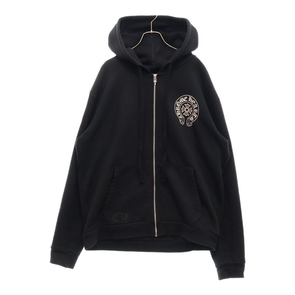CHROME HEARTS (クロムハーツ) SWTSHRT HD ZIP LTD 東京限定バックホースシュープリントジップアップパーカー ブラック