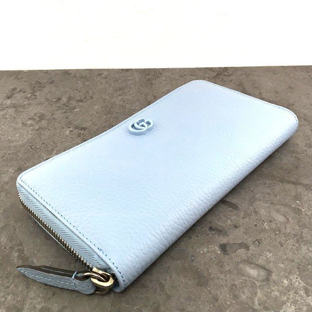 送料込み！ 極美品 GUCCI ジップウォレット 水色 マーモント 167 167 送料込み！ 極美品 GUCCI ジップウォレット 456117 水色