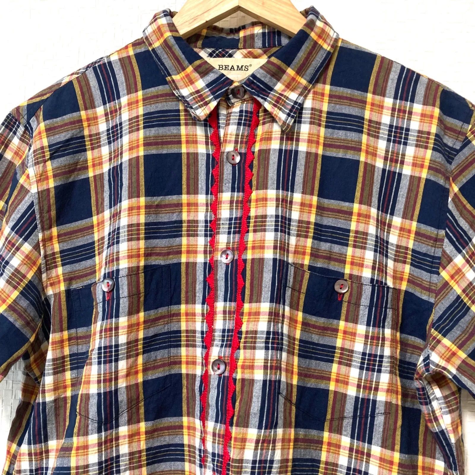 BEAMSカジュアル 半袖 チェック柄 シャツ BEAMS（ビームス）オンブレーチェック イージー シャツ（シャツ