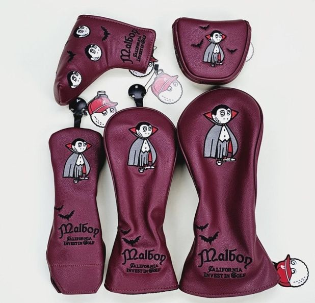 【大人気値下げ新品4点セット】Malbon マルボンゴルフクラブカバーピンク色 マルボンゴルフ Malbon ヘッドカバー 4個セット クラブカバー Malbon