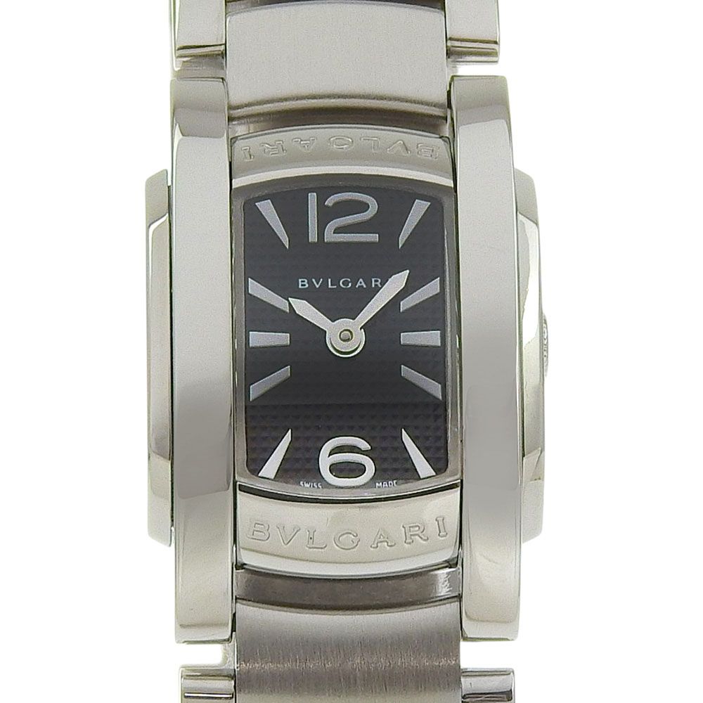 BVLGARI ブルガリ アショーマ AA26S ステンレススチール クオーツ アナログ表示 レディース ブラック文字盤 腕時計