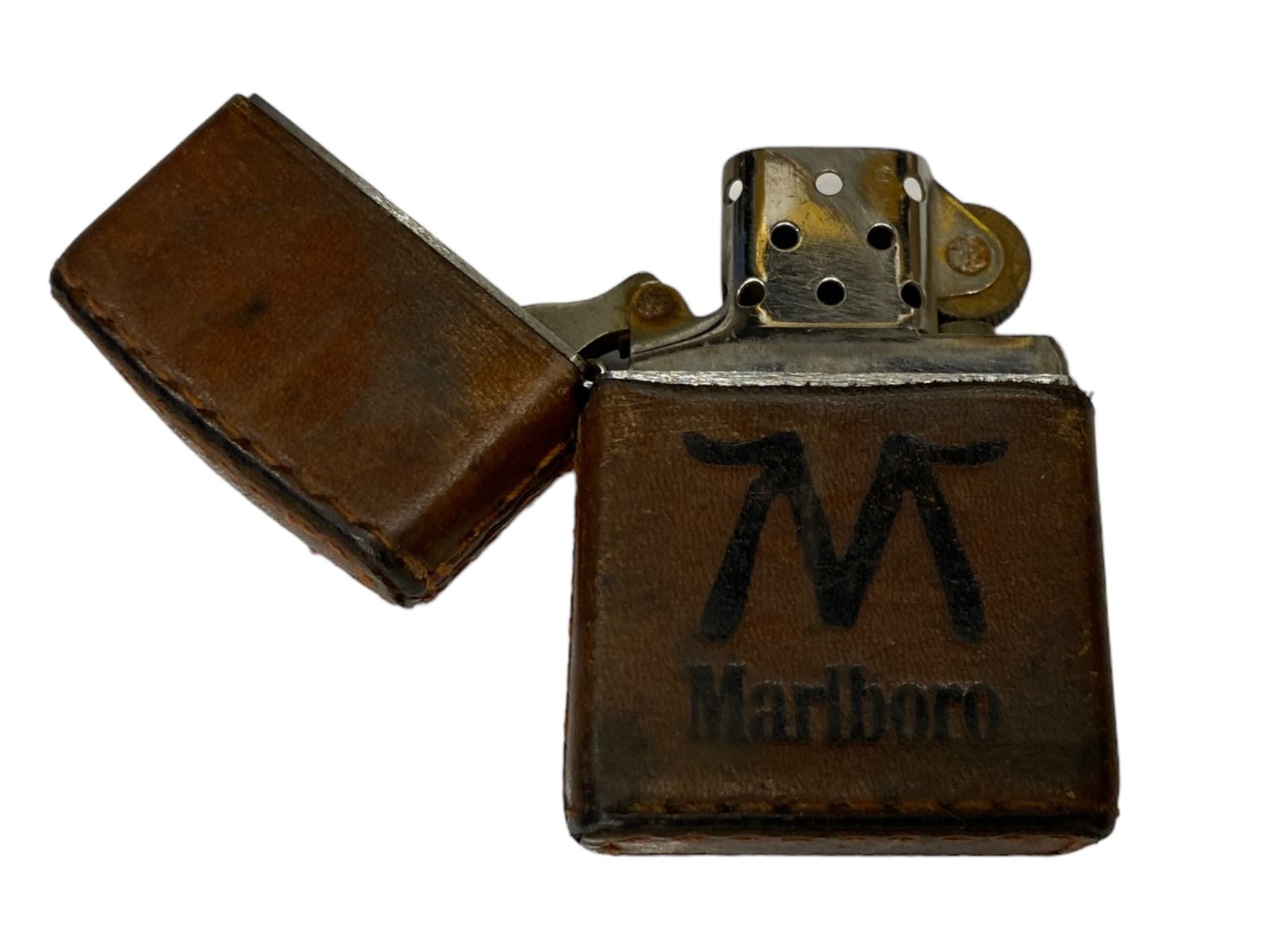 Marlboro zippo マルボロ 1994 フライングＭ 革巻き ZIPPO マルボロMarlboro1994年キャンペーンFRYING \u0027M\u0027革巻きモデル未