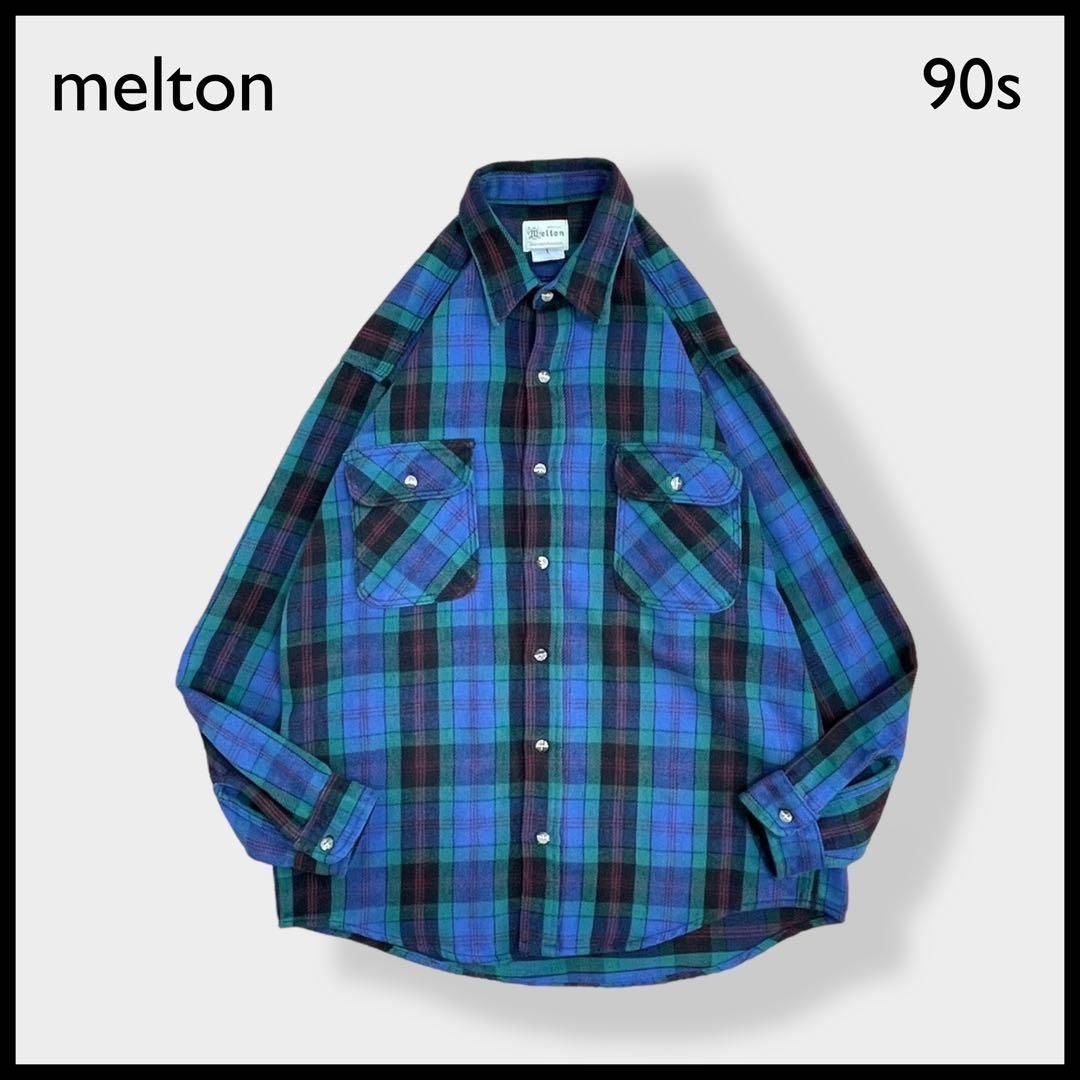 melton】90s USA製 ネルシャツ チェック L メルトン US古着 - 古着屋