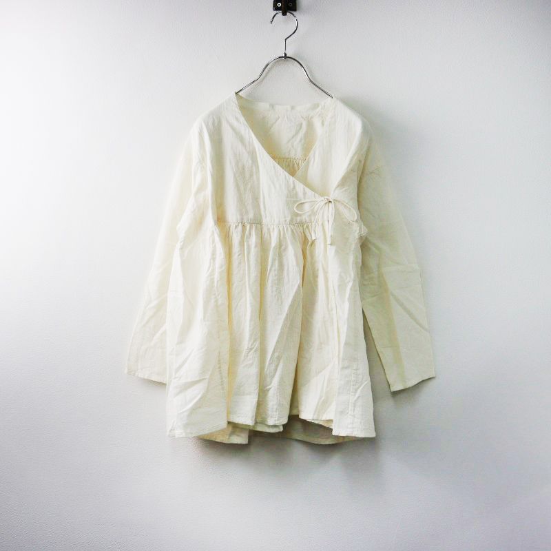 美品 えみおわす emiowasu カシュクールシャツ/オフホワイト