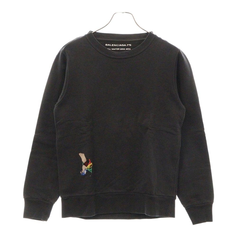 BALENCIAGA (バレンシアガ) 12AW ヒール刺繍クルーネックスウェットトレーナー チャコールグレー 301050