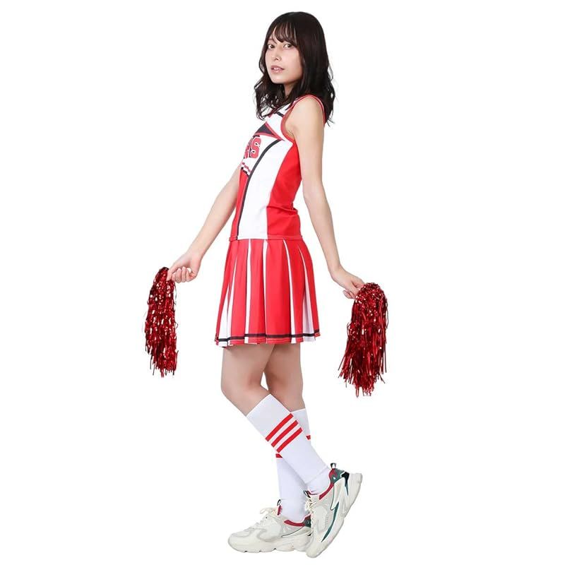 monoii] ポンポン付き チア コスプレ チアガール コスチューム