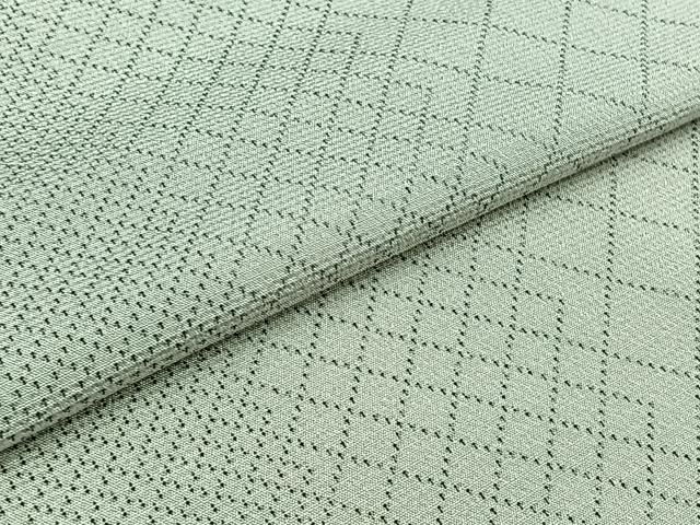 平和屋着物▽本塩沢 単衣 舞葉文 反端付き 正絹 逸品