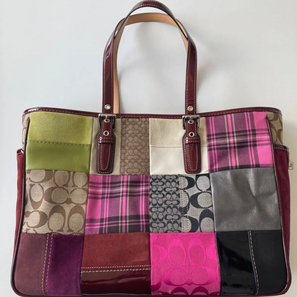 美品】COACH(コーチ) パッチワーク柄 トートバッグ ポーチ☆2点セット  