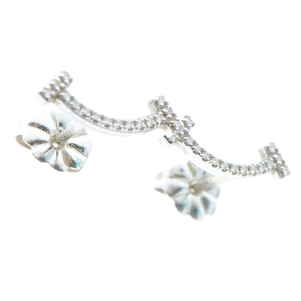 TIFFANY-Co ティファニー Tスマイル ダイヤ ピアス イヤーアクセサリー シルバー Au750WG 1.6g
