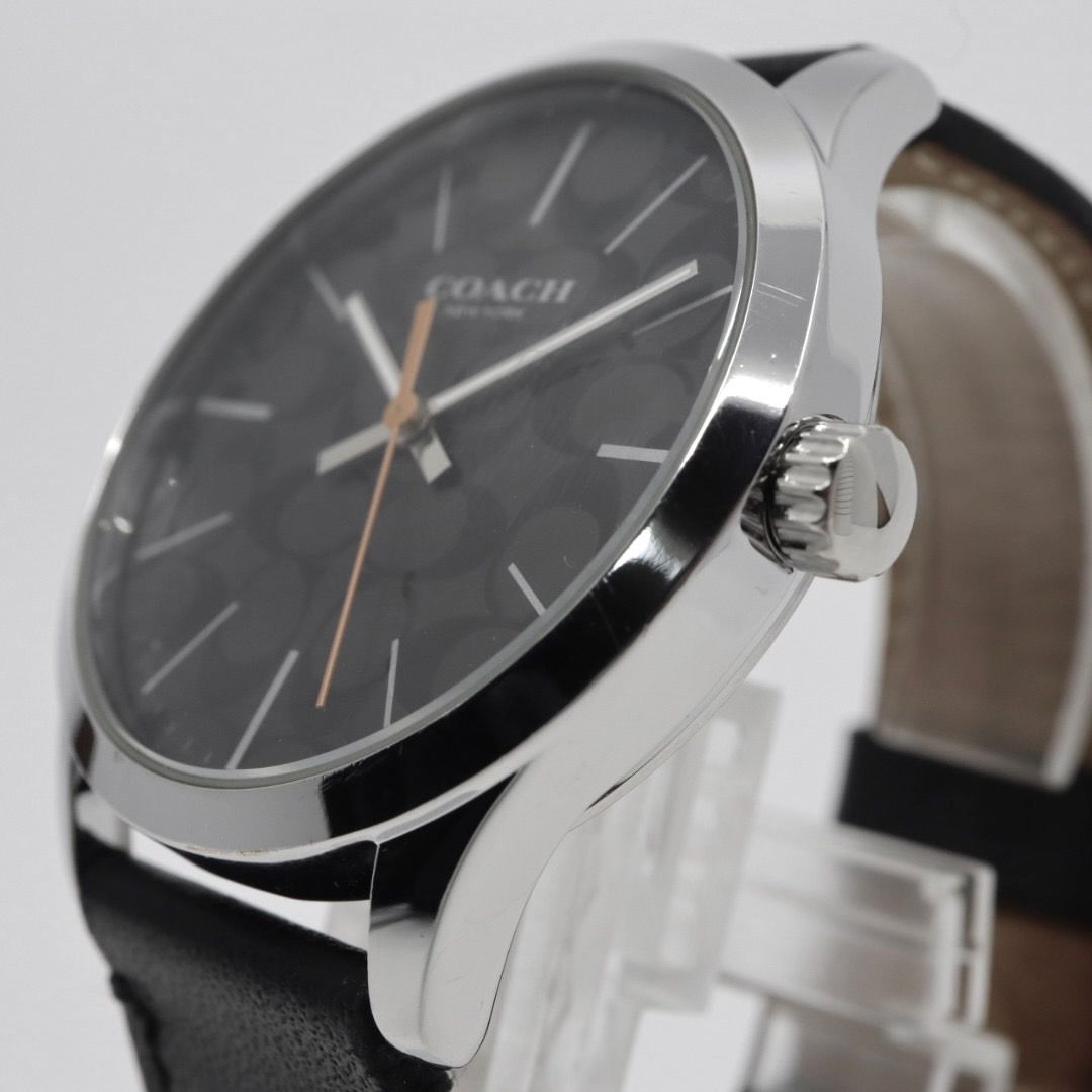 30日間返品交換可能！ コーチ COACH 腕時計 バクスターウォッチ シグネチャー 黒文字盤 レザーベルト クォーツ アナログ メンズ レディース ブラック 3気圧防水 稼働品 電池交換済 CA.118.2.112.1640 G1 人気の