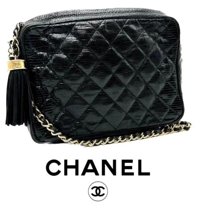 希少　ヴィンテージ　シャネル　マトラッセ　チェーン　トートバッグ　チャーム　黒 希少☆CHANEL シャネル マトラッセ タッセルチャーム チェーン