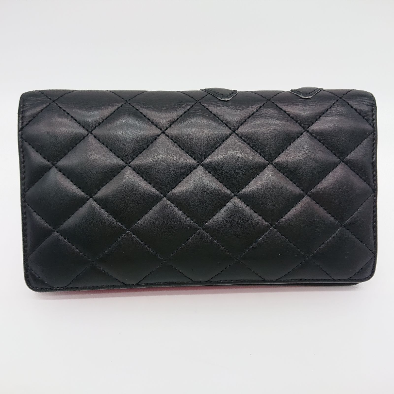 美品】CHANEL カンボンライン ココマーク 長財布 ブラックx