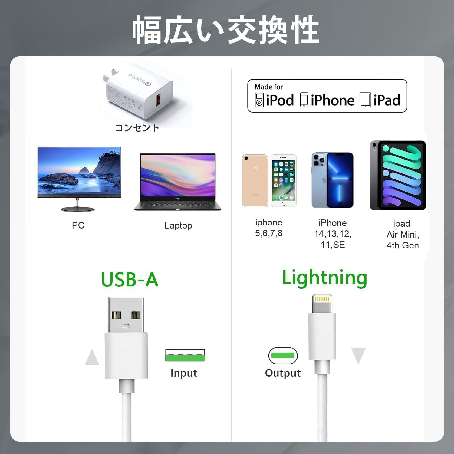 アイフォン iPhone充電器 ライトニングケーブル 2m2本 USB アイホン