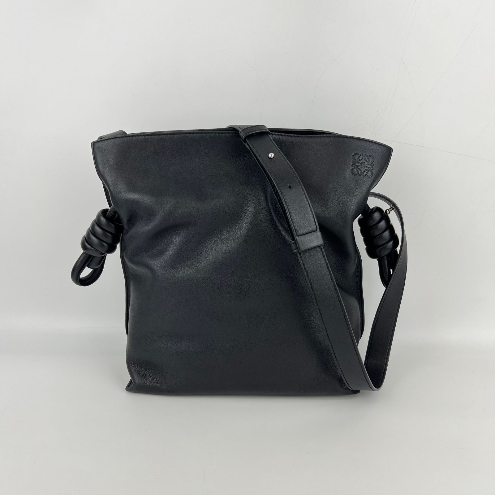 LOEWE ロエベ フラメンコ ノット スモール ショルダーバッグ 肩掛け 斜め掛け ブラック レザー ヴィンテージ レディース HIBUOCHI VINTAGE