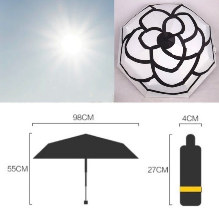 カメリア 折り畳み傘 日傘 雨 UVカット ブラック カメリア - 傘