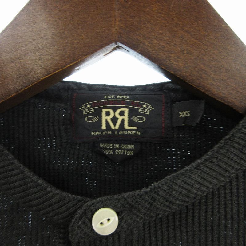 ダブルアールエル RRL ブラック ヘンリーネック 長袖カットソー ダブルアールエル RRL ラルフローレン Tシャツ カットソー