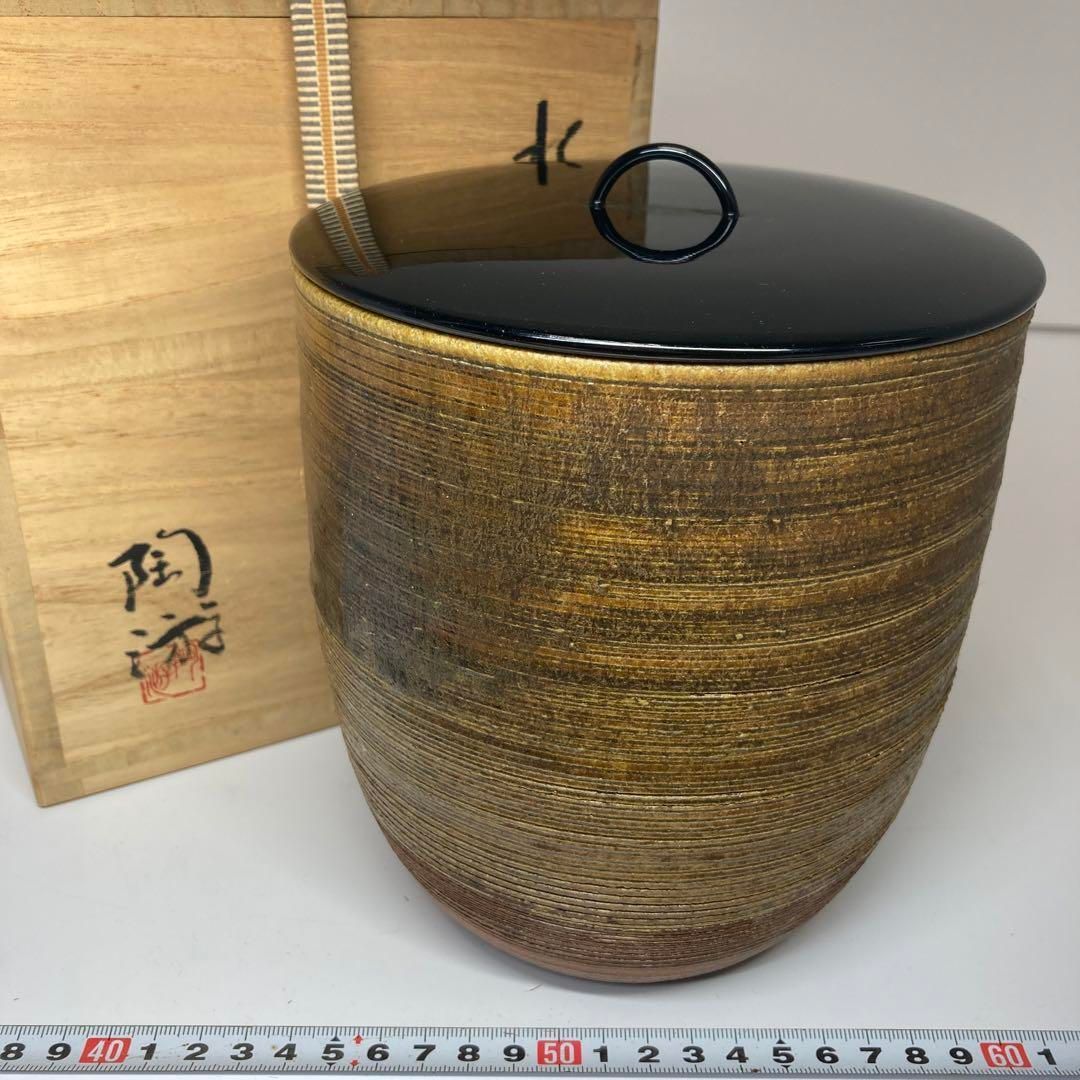 Y2718-1 茶道具 萩焼 大野瑞峰 七角水指 共箱 #5 Yahoo!オークション -「