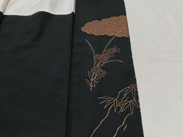 平和屋着物□豪華黒留袖 御所車吉祥花文 金銀彩 正絹 逸品