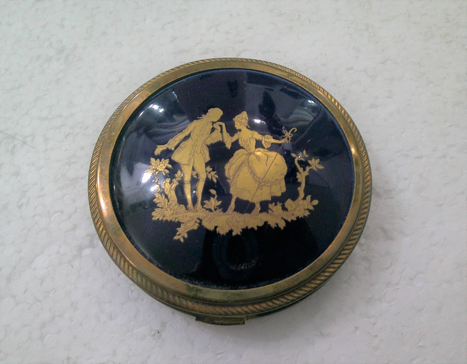 リモージュ　コンパクトミラー、リップケース　昭和レトロ アンティーク ☆LIMOGES リモージュ コンパクト ケース ミラー アンティーク