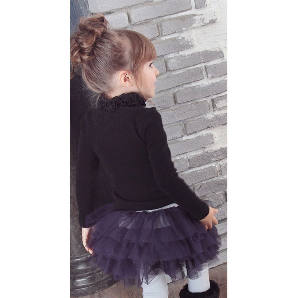 ブラック  120cm  リリナくしゅくしゅtシャツ 女の子 キッズ 長袖 Tシャツ ロンT 10002437 長袖Tシャツ カットソー ハイネック くしゅくしゅ タートルネック 無地 おしゃれ かわいい オシャレ 可愛