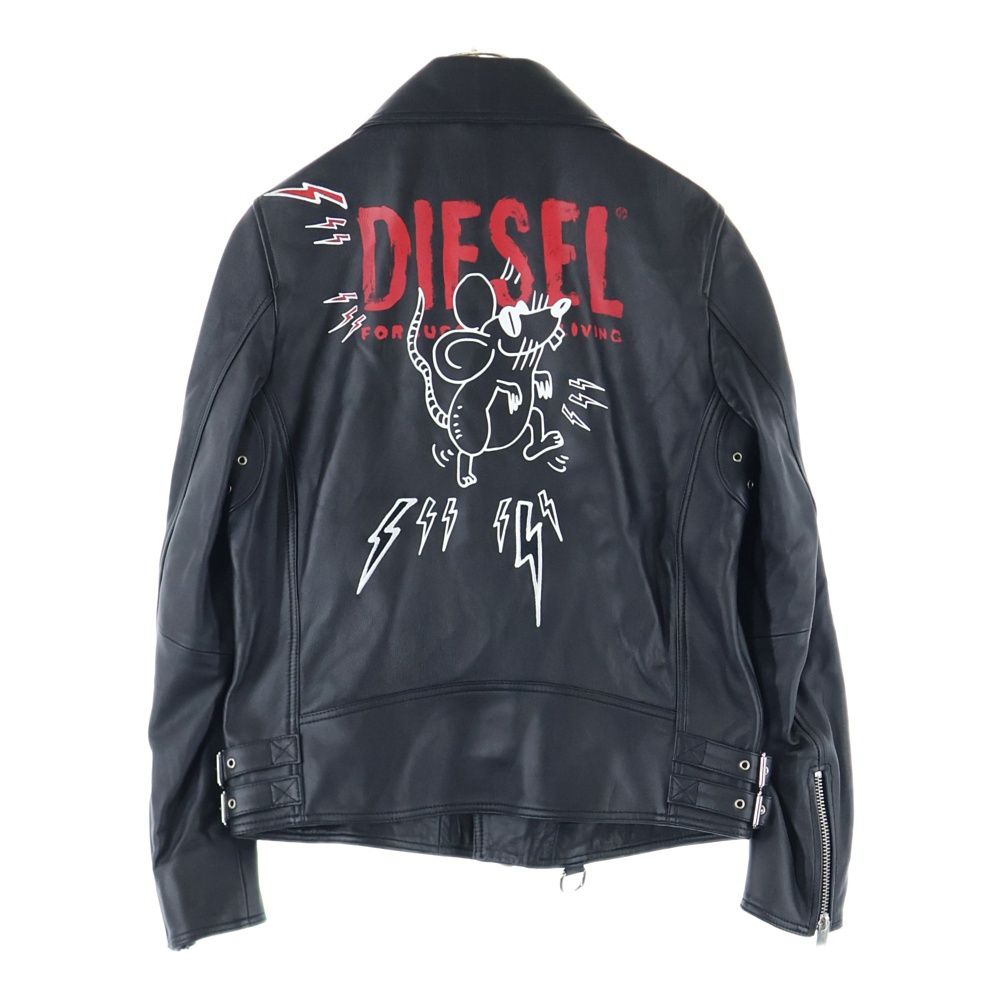 DIESEL (ディーゼル) バックプリント ダブルライダース レザー