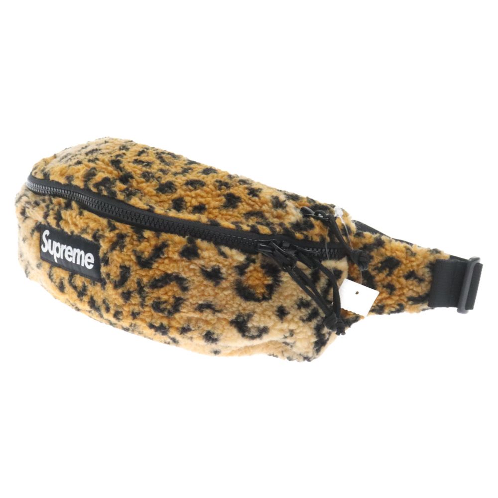 SUPREME (シュプリーム) 17AW Leopard Fleece Waist Bag レオパード フリース ウエストバッグ ボディバッグ  ショルダーバッグ ブラウン