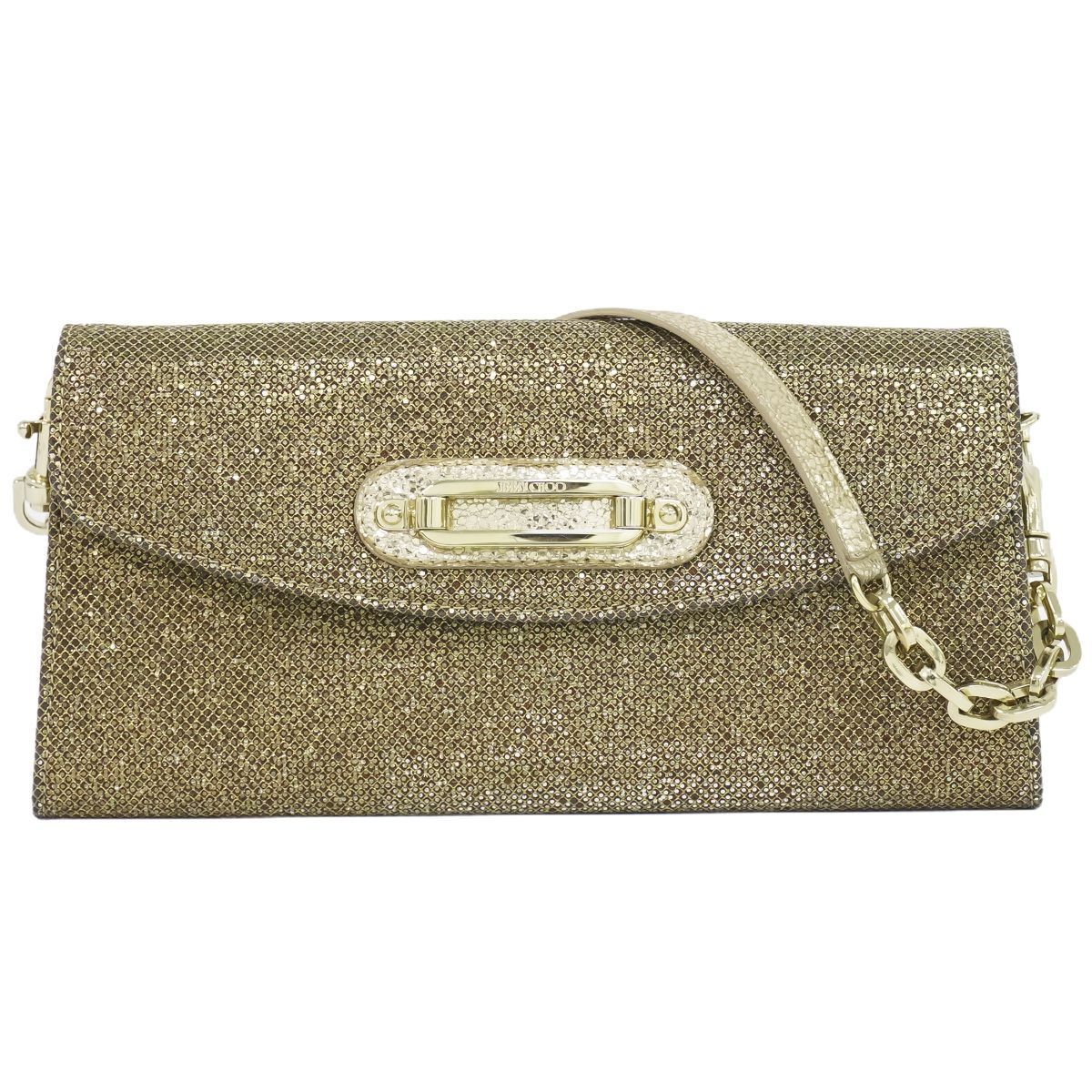 ジミーチュウ パーティバッグ グリッターラメ チェーン ゴールド金具 肩掛け可能 ジミーチュウ パーティバッグ グリッターラメ チェーン ゴールド金具