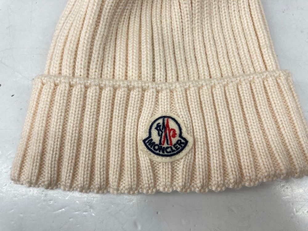 ★MONCLER★モンクレール★キッズLサイズ★アイボリー★ビーニー★ モンクレール MONCLER KNIT CAP ニット帽 ビーニー ファー付 キッズ
