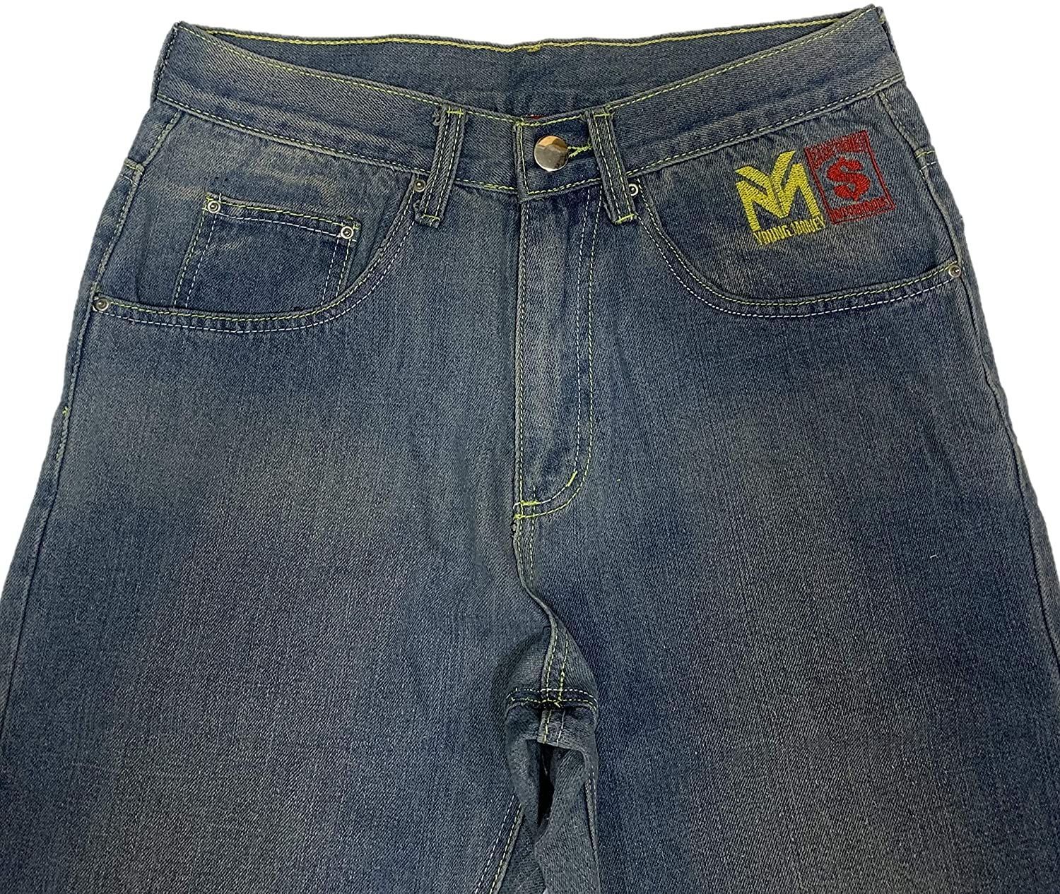 YMCMB バックポケットロゴ デニムパンツ イエローロゴ - メルカリ