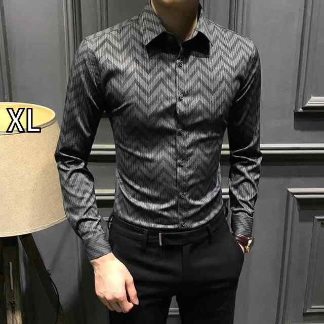 低価，100%新品 [XL]秋冬 コーデ メンズ  服 シンプル ファッション オシャレ 大人 かっこいい 大きいサイズ ストリート 紳士服  幾何学 プリント シャツ スリム ビジネス その他