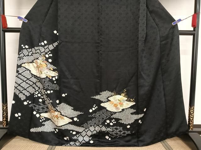 訪問着　フルセット　叩き染　エ霞　絞り　金彩加工　華やかさと上品さ　落款　I5 草履バッグセット 紗織 礼装用 訪問着 留袖 ゴールド系の草履&華