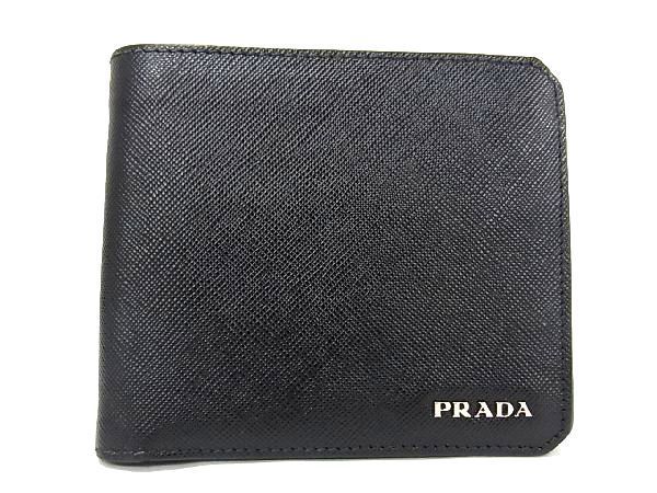 □極美品□ PRADA プラダ サフィアーノレザー 二つ折り 財布