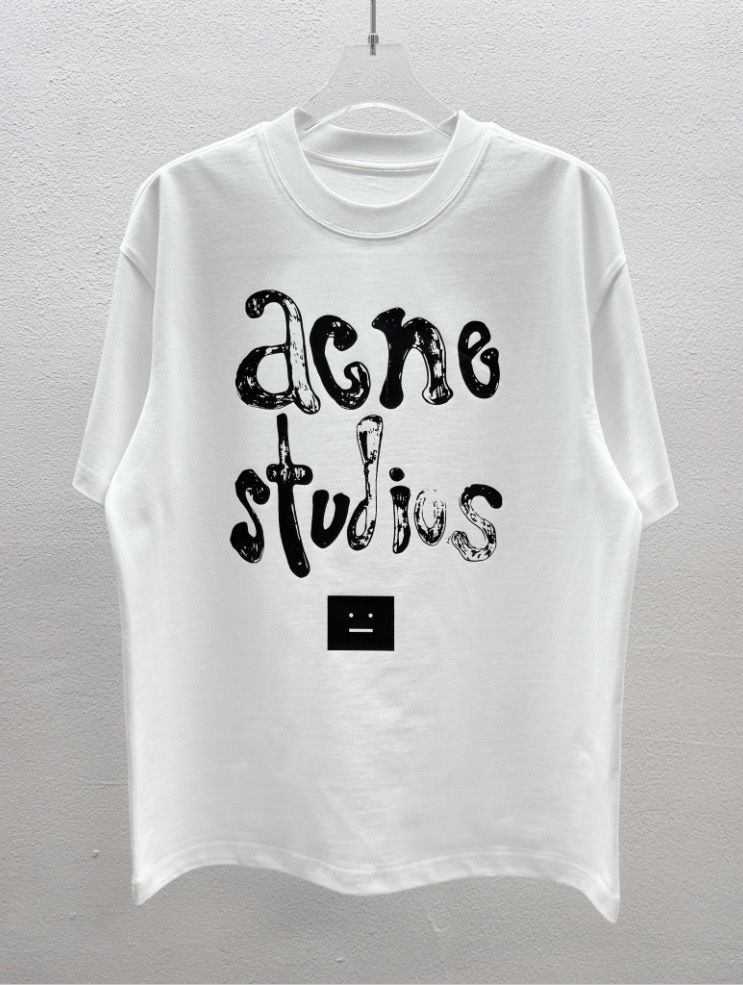 Acne Studios 落書きロゴカジュアル 丸首半袖Tシャツ 男女兼用