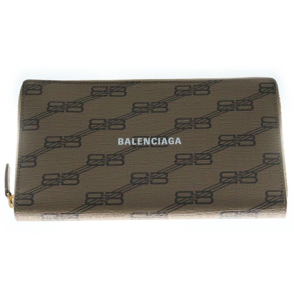 BALENCIAGA (バレンシアガ) BBモノグラムキャンバス ラウンドジップ