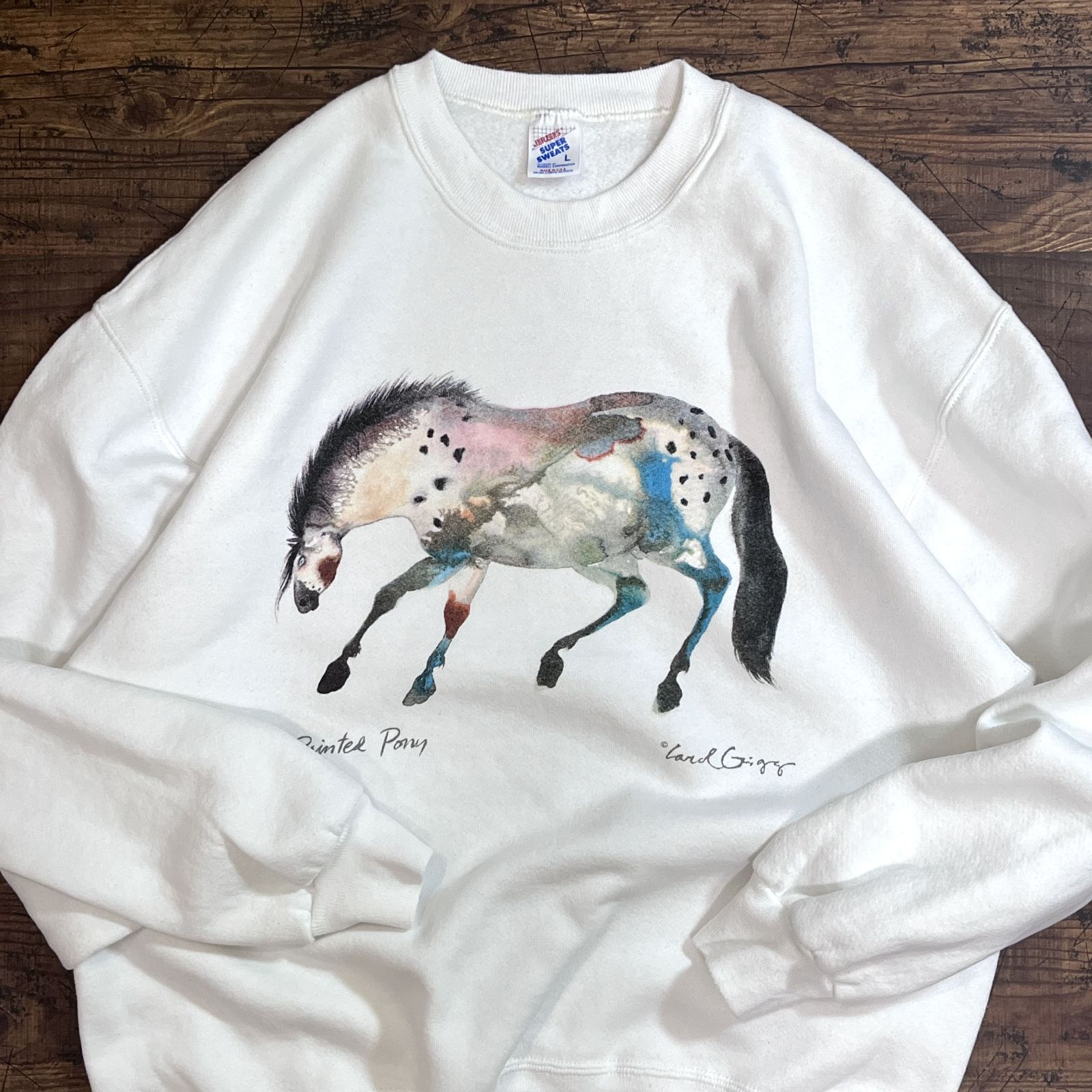 80s-90s USA製 JERZEES SUPER SWEATS ジャージーズ Painted Pony 