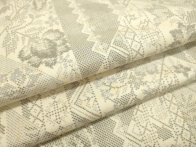 平和屋2□極上 本場大島紬 7マルキ 市松舞桜文 逸品 未使用