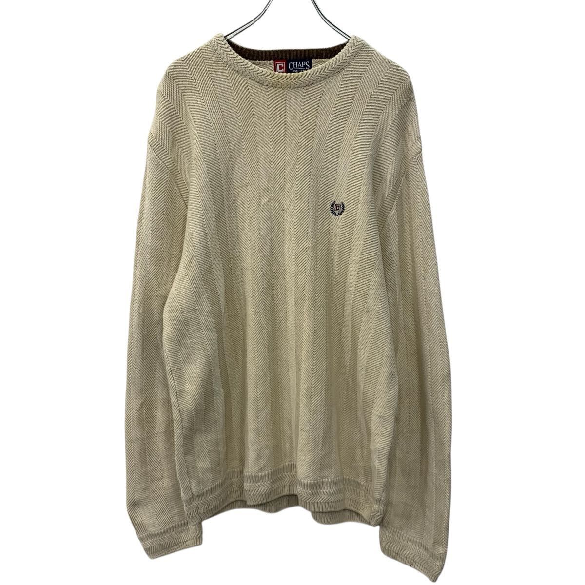 CHAPS コットンニット セーター L アイボリー チャップス プルオーバー 